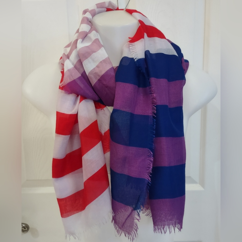 GRAY Saks Fifth Avenue Blanket Scarf Wrap Fringe Multi Coloured